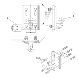 Trekhaak Afstelplaat universeel met goedkeuring EU voor 2 en 4 gats kogel verlagen of verhogen