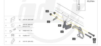 verlagings set trekhaak GDW vaste kogel