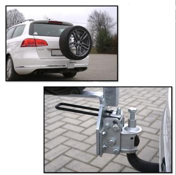 Trekhaak reservewieldrager op trekhaak met hendel