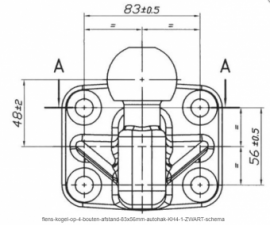 Trekhaak kogel Flenskogel 4 gats trekhaak kogel