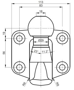 Anhängekugel gewichtet Flanschkugel 4-Loch-Anhängekugel passend für AlKO-Kupplung